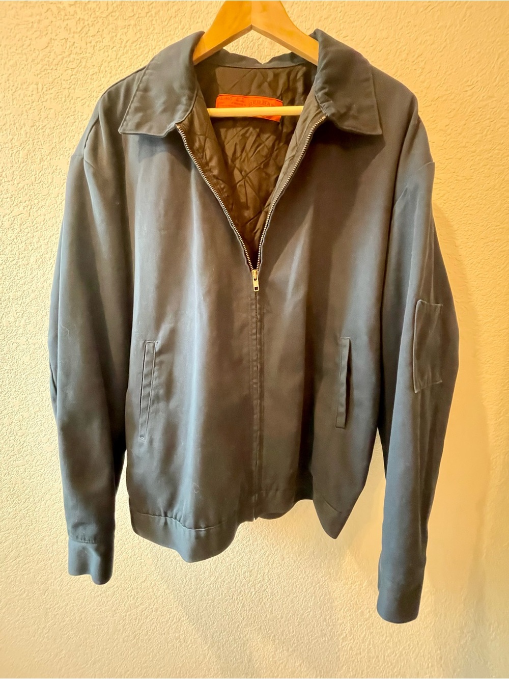 Men's Red Kap Slash Pocket Mechanic’s Jacket in Navy, Large